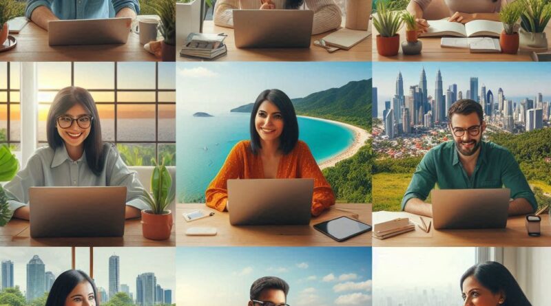 Employees working remotely from various locations, collaborating via video conference due to the rise of remote work