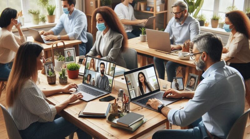 Federal employee working remotely on a laptop with a personalized approach due to remote work policy.